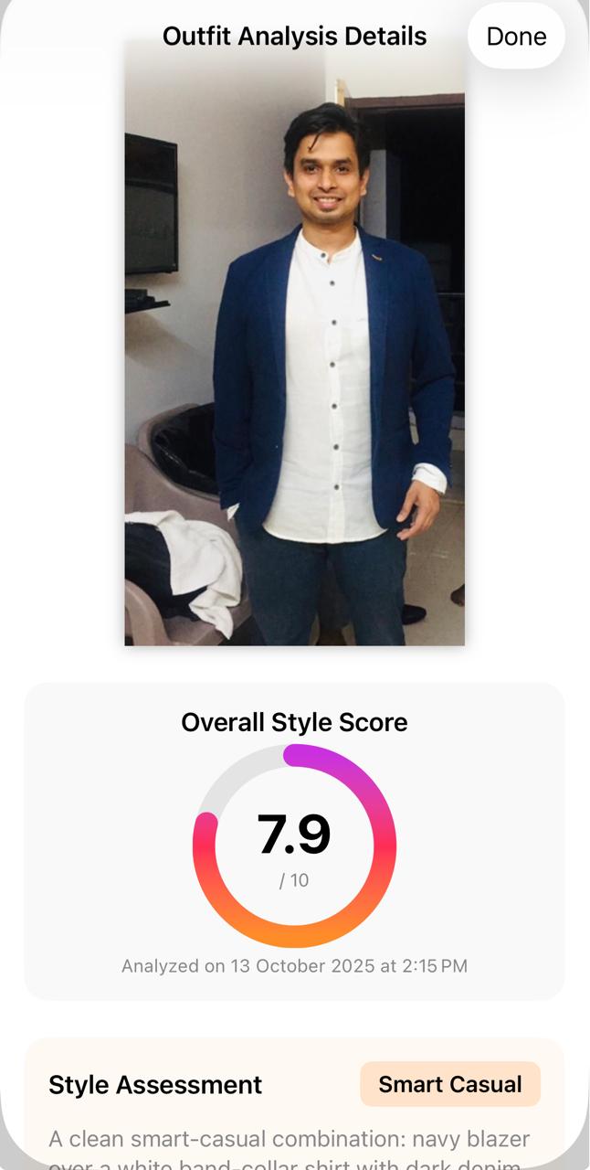 Overall style score with photo preview