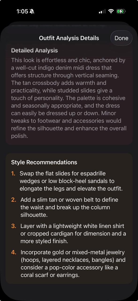 Detailed analysis and style recommendations (dark)